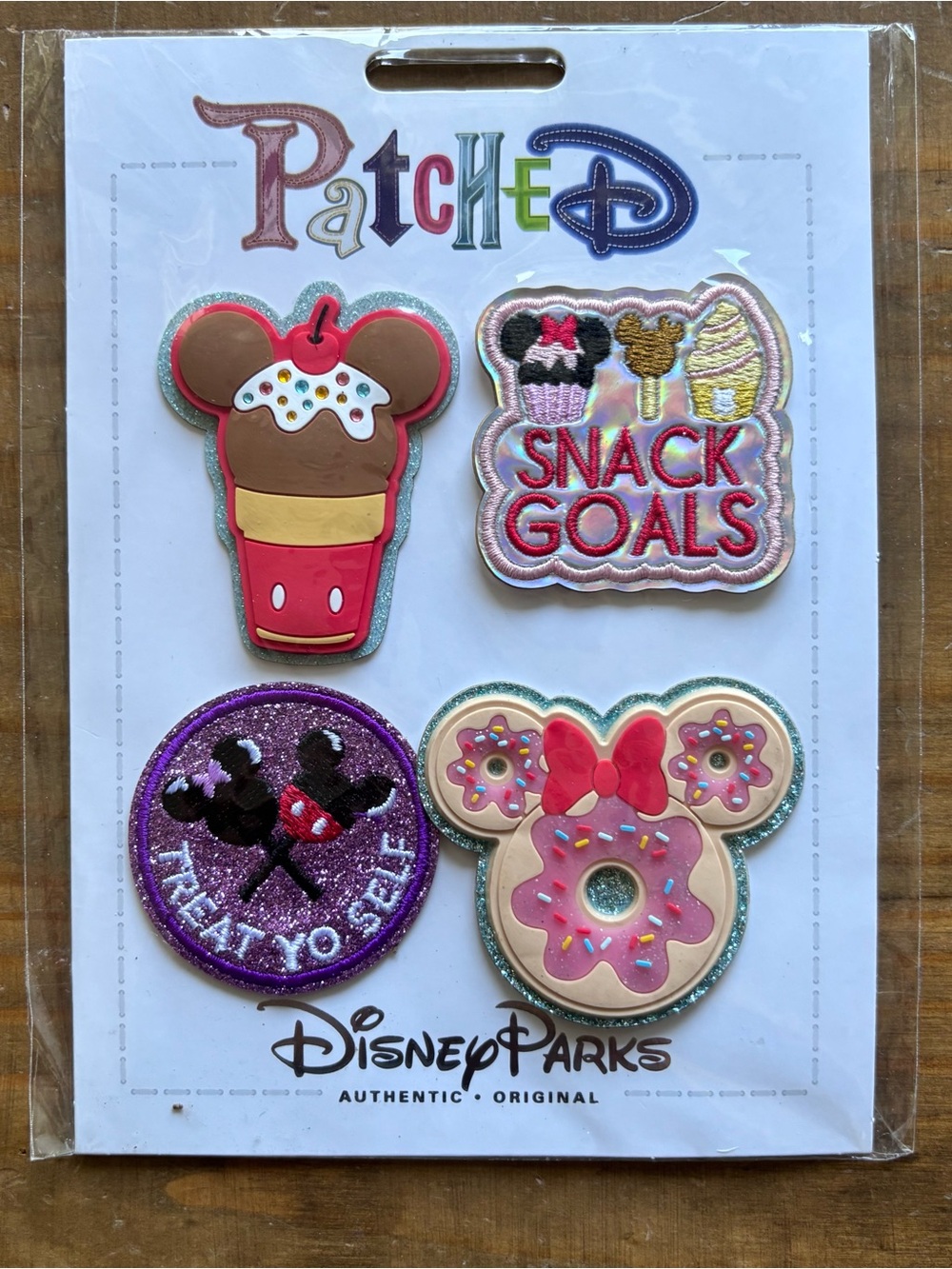 Disney Parks Patched 4 Patch Set-Disney Treats-Treat Yo Self-Snack Goals-NEW!